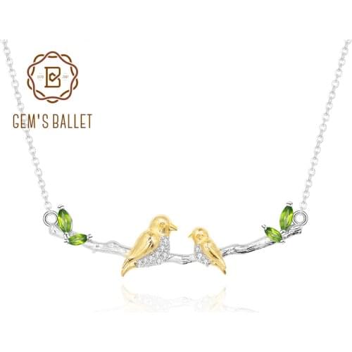 GEMS BALLET 925 Sterling Silver Natural Chrome Diopside Birthstone Womens Pendant Necklace Mama’s Wing Mother Bird Necklace