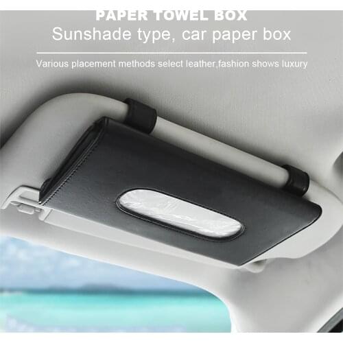 1 Pcs Leather Car Tissue Box Towel Sets Car Sun Visor Tissue Box Holder Auto Interior Organizer Car Accessories