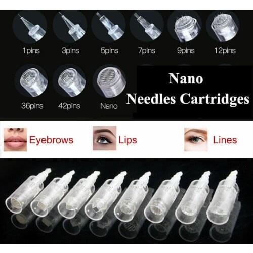 FDA 10pcs Microneedle Cartridge Tips 12/36/42/round nano Needles for Electric Auto Stamp Dr Pen N2 M5 M7 Anti Ageing Scars Spot
