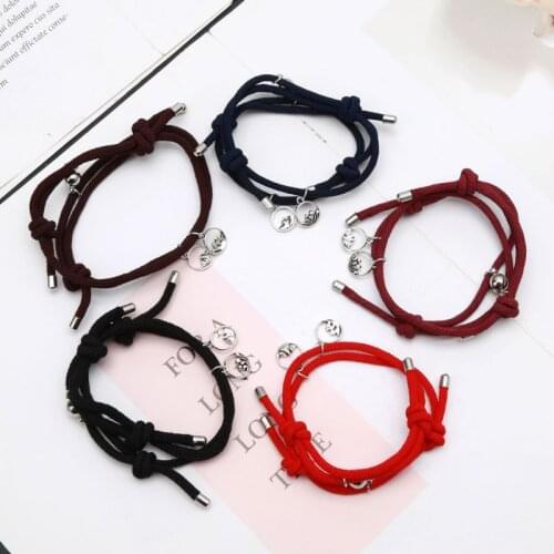 2Pcs Friendship Rope Braided Distance Couple Magnetic Bracelet Kit Lover Jewelry A0KD