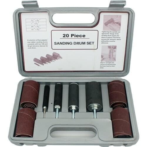 20 Pcs Sanding Drum Set Long Drum Sander for Drill Press Woodworking grinding tools( 1/2",3/4",1",1-1/2" with 80 and 120 Grit)
