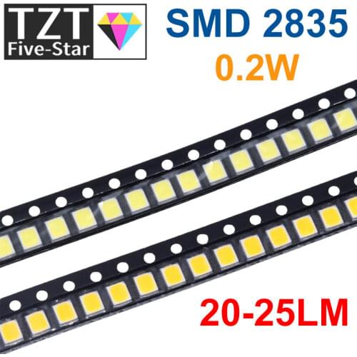 200pcs 0.2W SMD 2835 LED Lamp Bead 20-25lm White/Warm White SMD LED Beads LED Chip DC3.0-3.6V for All Kinds of LED Light