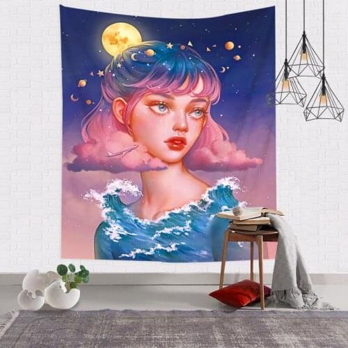 2021 Beauty Girl Tapestry 90X70 Inch Hippie Pink Yearning Tapestries Wall Hanging For Gilrls Gifts Bedroom Livingroom Dorm Decor