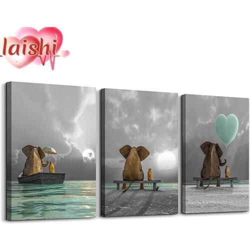 3pcs Elephant enjoying the scenery Diamond Painting Full Square Diamond Embroidery Sale Rhinestones Pictures Diamond Mosaic