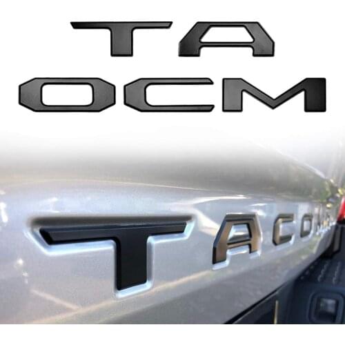 3D Raised Tailgate Insert Letters Emblem for Toyota Tacoma 2016-2019 Emblem Inserts (Matte Black)