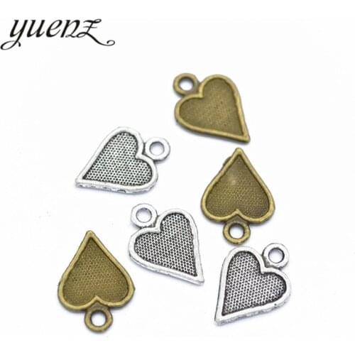 YuenZ 40pcs Antique silver color Heart-shaped Charms Pendant Beads DIY Jewelry Making Necklace Earrings Accessories 15*11mm A108