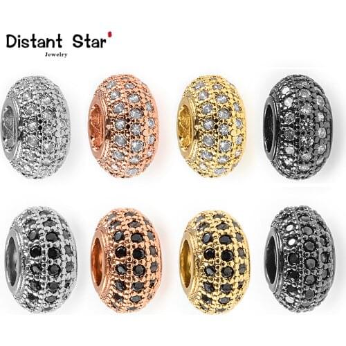 4.9mm* 8.5 / 8.7mm Micro Pave Zircon Bracelet with Four Color Beads DIY High Quality Copper Handmade Jewelry