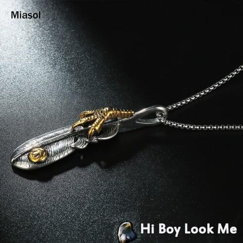 Cool Boy Trend Pendant Necklace Exquisite Stainless Steel Quality Chain Raptor Feather Paw Shape Jewelry Mens Party Accessories