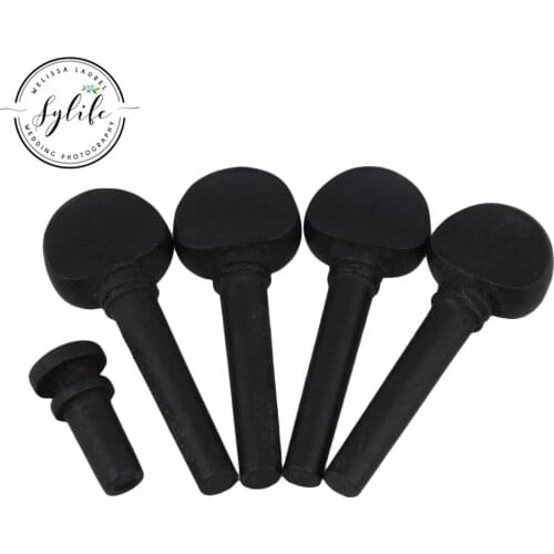 Black Ebony 3/4 Violin Tuning Pegs Tuners with Tail End Pin 58 x 21mm