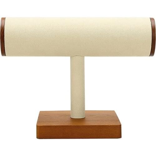 Wooden Bracelet Chain Watch T-Shaped Rack Jewelry Display Holder Jewelry Organizer Storage Display Stand 19.5 x 10.5 x 15cm