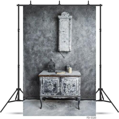 Retro Cabinet Gray Wall Photography Backdrop Portrait Children Baby Toy Custom Fond Backgrounds Photo Studio Photoshoot Props