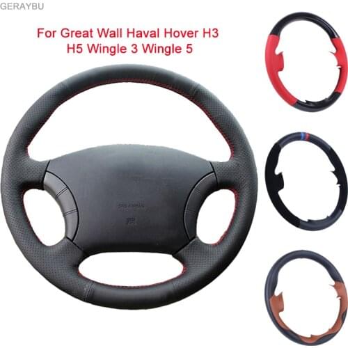 GERAYBU Custom DIY Artificial Leather Hand-sewn Car Steering Wheel Cover For Great Wall Haval Hover H3 H5 Wingle 3 Wingle 5