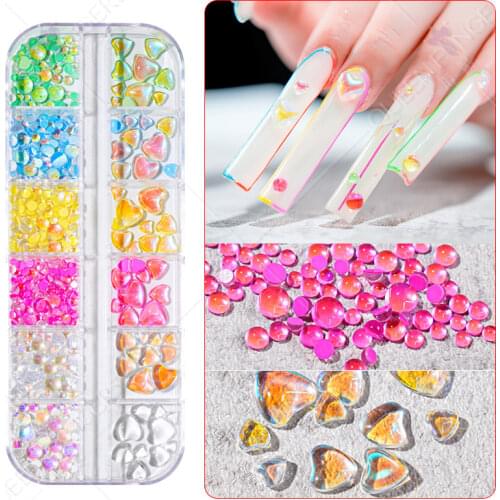 New beginning-Beauty6/12Box size mixed Candy Love Crystal Diamond Heart Glass Symphony Shining Mocha Macaron New Nail Decoration