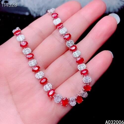KJJEAXCMY fine jewelry 925 sterling silver inlaid natural ruby bracelet delicate female classic bracelet support testing