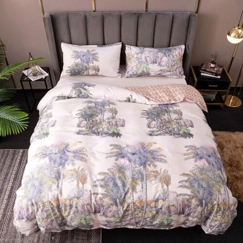 Coconut Tree Coral Fashion Luxury Comforter Bedding Set Modern Home Textile King Queen Twin Size Bed Linen Duvet Cover Set