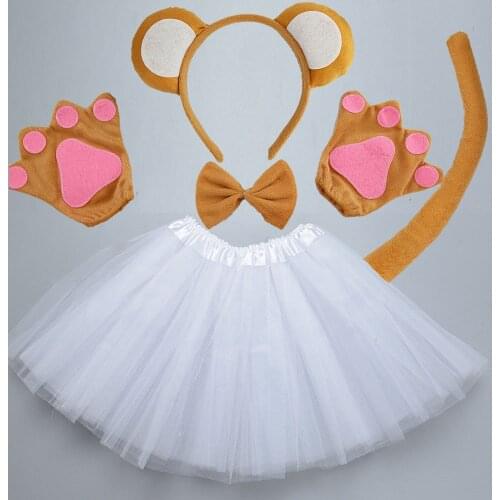 Adult Children Animal Monkey Costume Cosplay Birthday Party Halloween Christmas Fancy Dress - Headband Skirt Tail Bow Paw