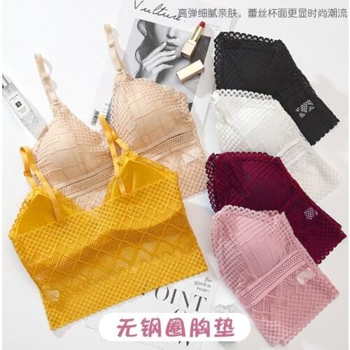 Linbaiway Womens Gathering Bras Lace Sexy Brassiere V-Neck Brassiere Padded Underwear Lingerie Sports Bra Female Bralette