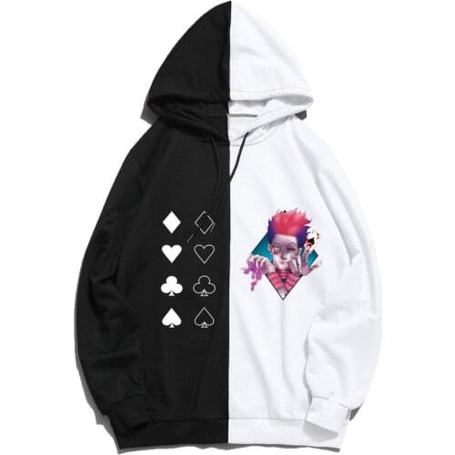 Anime Hunter X Hunter Hisoka Hoodies Print Patchwork Hip-hop Hoodies men Long Sleeve Hoodie Sweatshirt Outwear Thin Clothing