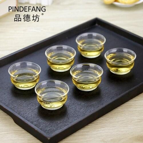 Pack of 6 Elegant Ultra Clear Heat Resistant Glass Tea Cups Kung-fu Teaset Sake Set Office Tableware Gifts Super Decoration