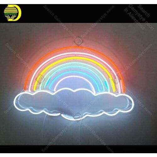 Rainbows Clouds Neon Sign charming Handmade neon light Decorate Home Bedroom Iconic Art Neon Lamps with Clear Board lamp Artwork