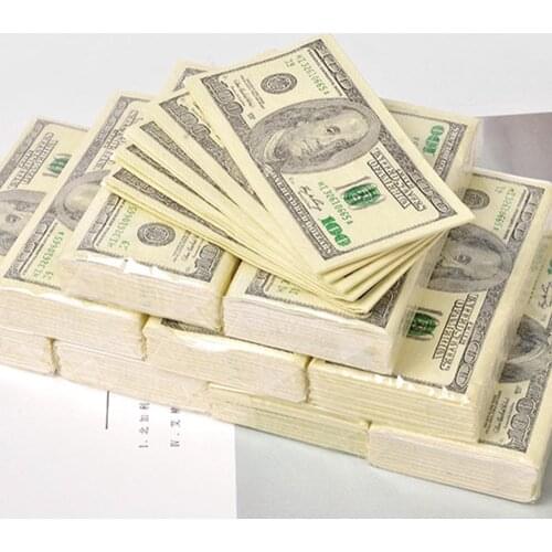 20 Sheets/Pack Funny Napkins Paper Dollar Pattern Tissue Disposable Towel Pure Wood Money Handkerchief Tableware Tissue Sheets