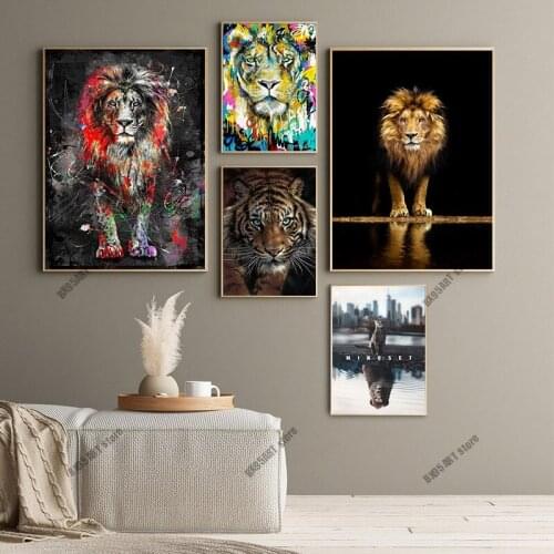 Full Square&Round Diamond Painting Colorful Animals Lion 5D Diamond Embroidery Mosaic Cross Stitch Kits Home Decoration Gift