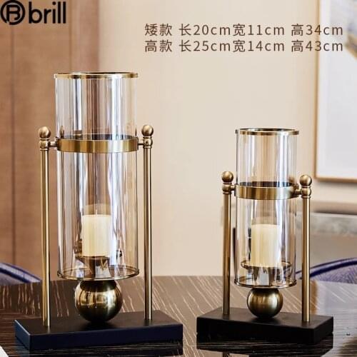 Transparent Glass Candlestick Holder Metal Vase Nordic Candle Holders Model Room Candle Stand Wedding Decoration Porta Vela Gift