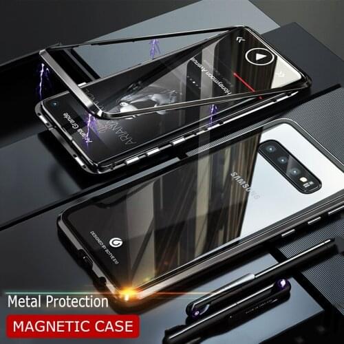 Luxury Magnetic Adsorption Clear Glass Phone Case For Samsung Galaxy S10E S10 Shockproof Case For Samsung S10 Plus Back Cover
