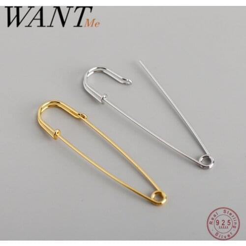 WANTME Punk Personality 925 Sterling Silver Minimalist 1 Pcs Pin Stud Earrings for Fashion Women Hip-hop Jewelry Accessories