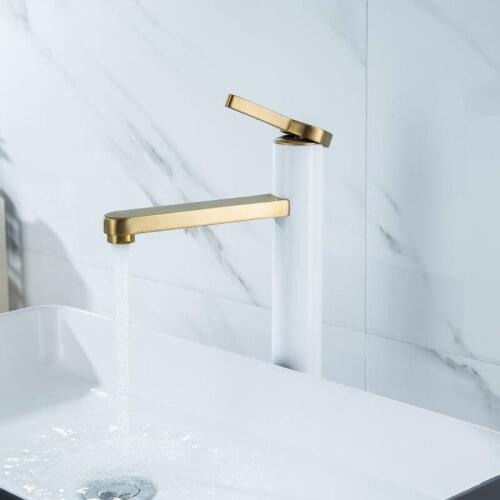 Basin Faucet Black Bathroom Faucet hot and cold SUS 304 water Mixer Tap Brushed Gold Basin Water Sink Mixer crane