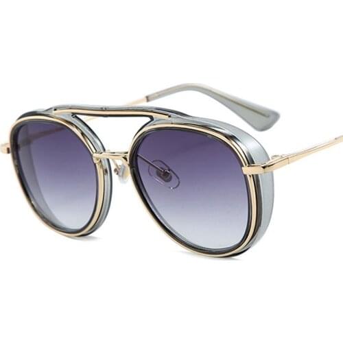 Veshion Steam Punk Round Retro Sunglasses Men Women Fashion Shades UV400 Vintage Glasses