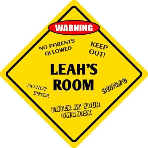 StickerPirate Leahs Room Funny Kids Room Door Warning Danger Metal Novelty Sign Aluminum