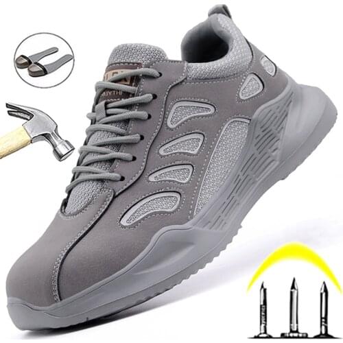 Light Work Shoes Men Reflective Safety Shoes Men Anti-Smash Steel Toe Shoes Puncture-Proof Boots Work Sneakers Protective Shoes