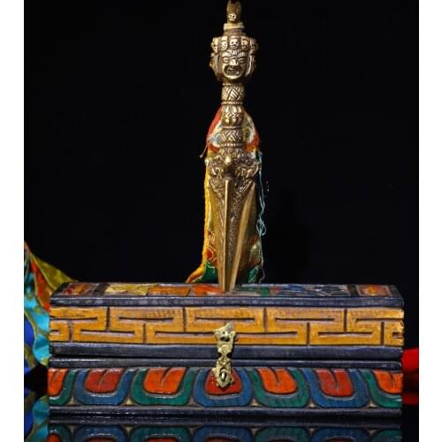 Tibetan Buddhist handmade Puba subduing pestle ,Vajry Pestle , Wooden box/set