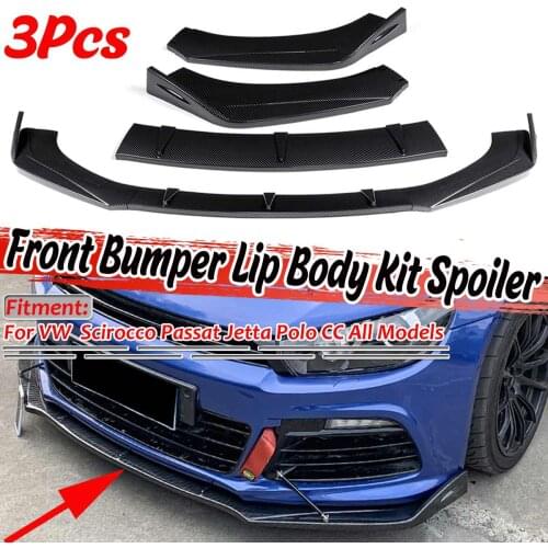 Carbon Fiber Look Car Front Bumper Splitter Spoiler Lip Cover For Tesla For VW For Golf MK5 CC For Passat For Jetta For Scirocco
