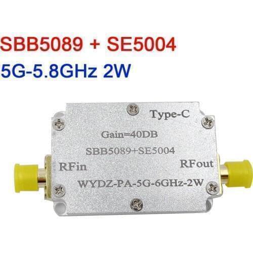 SBB5089+SE5004 5GHZ to 5.8Ghz 2W High Linear RF power amplifier transmission signal FOR 5G 5.2G 5.8G wifi Jammer Ham Radio AMP