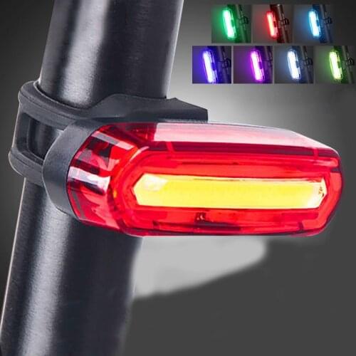 Bicycle USB Charging Taillight LED Waterproof Mountain Bike Riding Taillight Four Light Modes High Brightness COB Lamp Beads
