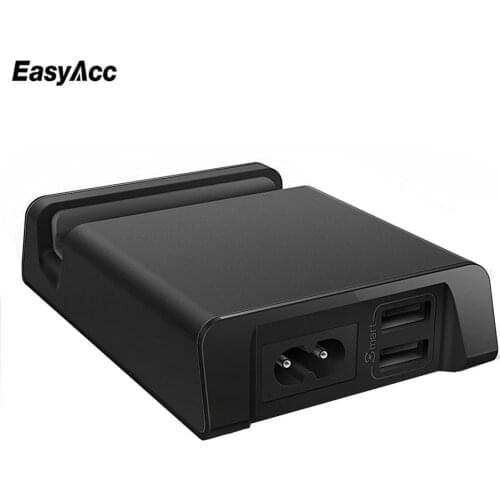 EasyAcc 17W 5V 3.4A 2 Smart USB Port Charger Stand 1 Rubber Slot Charging Dock for iPhone Samsung galaxy Xiaomi LG Huawei