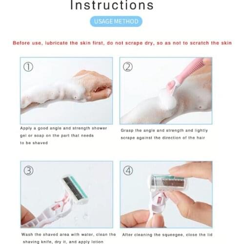 Women 6-Blade Head Shaving Razor with Non-Slip Handle 4 Replacement Cartridge 27RC