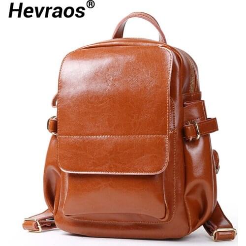 Women New Luxury Backpack Genuine Leather Travel Mochilas Mujer 2021 For Teenage Girls Schoolbag Vintage High Quality Backpacks