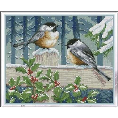 Winter windowsill bird patterns Counted Cross Stitch 11CT 14CT 18CT DIY Chinese Cross Stitch Kits Embroidery Needlework Sets