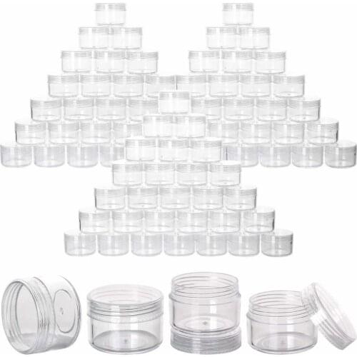 100pcs 15g Empty Plastic Cosmetic Makeup Jar Transparent Sample Bottles Eye shadow Cream Container Lip Balm DIY Storage Pot