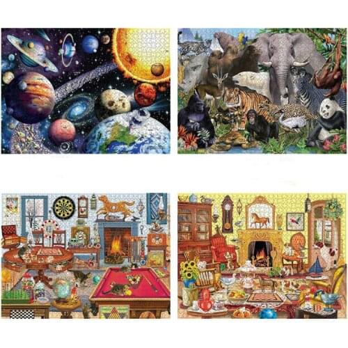 1000 Pieces Decompression Jigsaw Puzzles Solar Planets Forest Paper Assembling Landscape for Adults Kids Educational