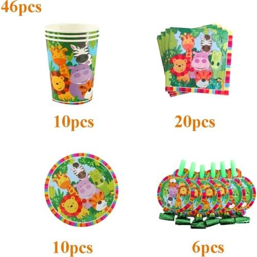 46Pcs/Pack The Lion King Theme Birthday Party Decorations Baby Shower Disposable Tableware Cups Napkins Plates Blowouts Supplies