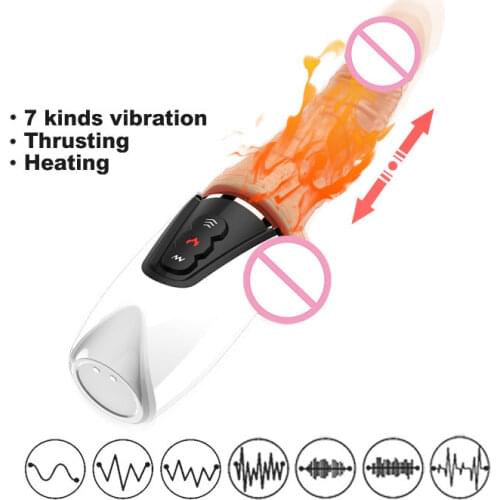 7 kinds vibration thrusting heating Dildo Massager skin feeling Waterproof Huge Realistic Penis Vibrator Sex Toys For Woman
