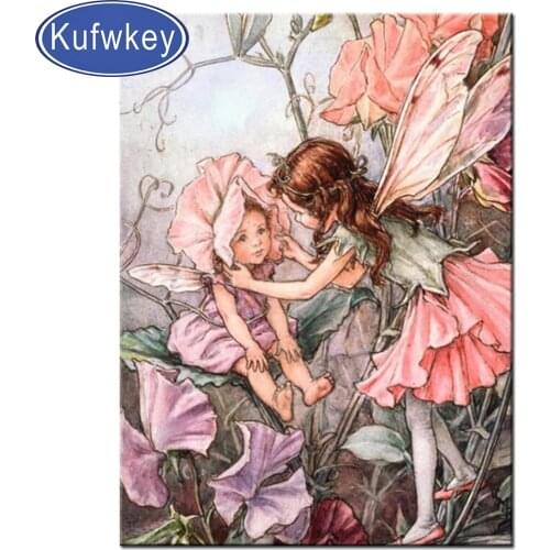 5D DIY Diamond Painting Butterfly pink Fairy Flower Painting With Diamonds Embroidery Diamond Mosaic Full Square round drill