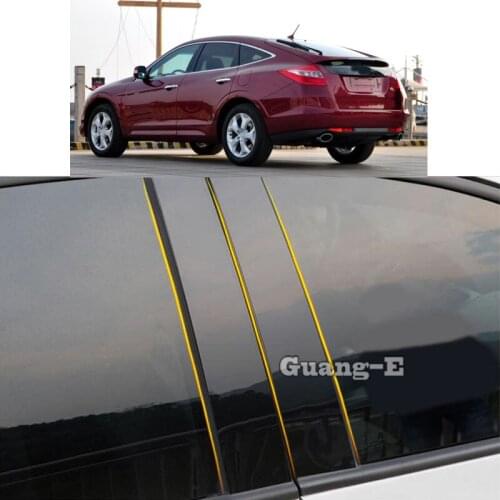 Car PC Material Pillar Post Cover Door Trim Window Piano Black Molding Sticker Plate Parts For Honda Accord Crosstour 2011-2016