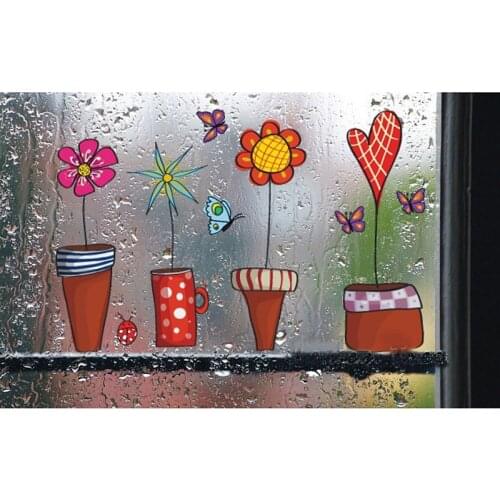 Big Cute Flower Wall Sticker Kitchen Window Sticker Butterfies Wall Stickers Home Decor Bathroom Wall Decals Kids Rooms Decor