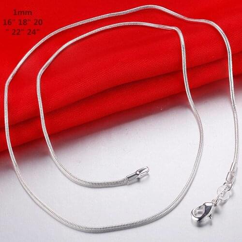C08 Factory Price Free Shipping Silver Plated 1mm Snake 10Pcs/lot Necklace Chain Fashion AND Beautiful Jewelry