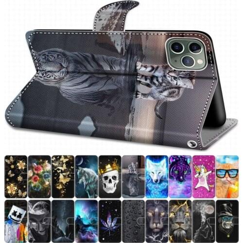 For Case Samsung Galaxy A9 A8 A5 2018 A80 Flip Leather Book Cover Phone Case Wolf Lion Cat Dog Unicorn Horse Tower DP08F